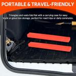 MYFULLY 2 Pack Emergency Warning Triangle and Reflective Safety Vest Set – Foldable Reflective Roadside Triangles, Essential Car Emergency Kit for Vehicle Breakdowns and Road Safety