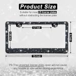 Amiss Bling License Plate Frame for Women, 2Pack Rhinestone Handcrafted Crystal Premium Stainless Steel, Stainless Steel Car Accessories with Diamond Sparkle Glitter Caps (Black)