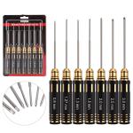 INJORA RC Hex Screw Driver Set-7PCS Car Tool Kit 0.9, 1.27, 1.3, 1.5, 2.0, 2.5, 3.0mm Hexagon Allen Screwdriver Wrenches Sets, Repair for Model Helicopter Drone Boat Car,(Tool-LSD39)