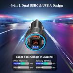 65W Dual USB-C Car Charger with Voltmeter