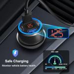 65W Dual USB-C Car Charger with Voltmeter