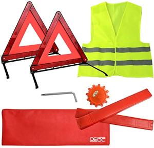Car Safety Triangle Warning Kit with Emergency Lights