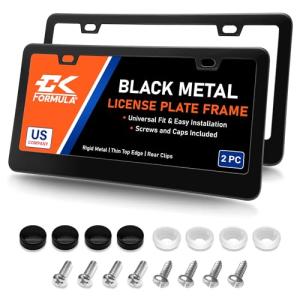 Matte Black Stainless Steel License Plate Frames - 2-Pack