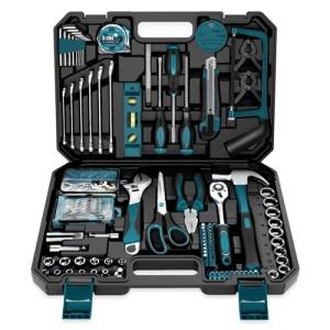 Sundpey Home Tool Kit 257-PCs - Household Basic Repair Tool Set for Men Women - General Hand Mechanic's Tool Set & Screwdriver Set & Wrench Set & Socket & Portable Tool Box Storage Case Blue