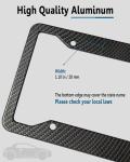 ZXFOOG Carbon Fiber License Plate Frames- 2 Pack Black Aluminum Front & Rear Auto Car Tag Holder, Heavy Duty Bracket with Mount Hardware, Screws Caps, Rattle Proof Pads (Carbon Pattern