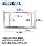 2PCS Stainless Steel Car License Plate Frames, 2 Holes License Plate Holder Car Tag with Washers and Screw Caps, Universal Licence Plate Cover Auto Exterior Accessories for US Vehicles (Silver)