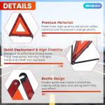 AMGSH 3Pack Safety Triangles Kit, Reflective Triangles Roadside, Standard Emergency Triangles with Case Warning Triangles for Vehicles Breakdown