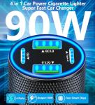 90W Dual USB-C & USB-A Car Charger