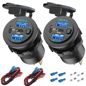 12V USB Outlet Car Charger 4 Ports Dual PD3.0