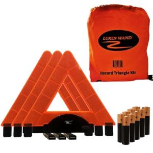 LED Reflective Warning Triangles Kit with Storage Bag