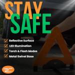 LED Reflective Warning Triangles Kit with Storage Bag