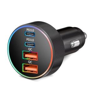 4-Port USB C Car Charger - Fast Charging Adapter