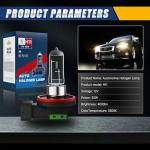 H11 Halogen Headlight Bulbs, 4000 Lumens, Pack of 2