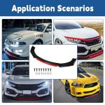 Universal Black Front Bumper Lip Spoiler Kit