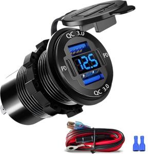 12V USB Charger with 4 Ports and Voltmeter