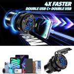 12V USB Charger with 4 Ports and Voltmeter