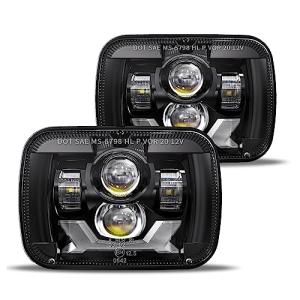 HWSTAR Pair 180W 1000% Bright H6054 5x7 7x6 Led Headlights Compatible with Jeep Cherokee XJ Wrangler YJ DOT Anti-glare DRL Turn Signal Hi/Low Sealed Beam Ford Chevy GMC Toyota Nissan Dodge etc Black