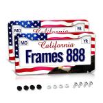 American Flag License Plate Frame Set - 2 Pack