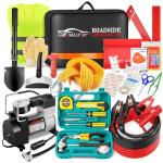 Emergency Roadside Safety Kit with Air Compressor