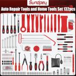 132-Piece Portable Car Tool Kit for Repairs