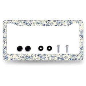 Floral Stainless Steel License Plate Frame 12.3"x6.3