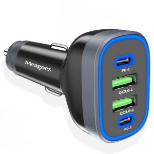 Meagoes 4-Port USB C Car Charger 90W