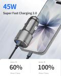Dual USB C Car Charger, 60W PD (30W + 30W) Super Fast Charging Adapter Metal for iPhone 16/15 Pro Max, Samsung Galaxy S25 Ultra/S25 Plus/S25/S24/S23, Note 20/10, iPad Pro + 2X Type C to C Cable 3.3Ft