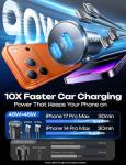 LISEN 90W USB C Car Charger Fast Charging, Dual Fast Charging Port PD 45W Cigarette Lighter Adapter, for iPhone 17X Super Fast Car Charger USB C with 2 Cables for iPhone 16 15 14 13 12 Pro Max