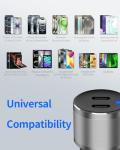 Dual USB C Car Charger, 60W PD (30W + 30W) Super Fast Charging Adapter Metal for iPhone 16/15 Pro Max, Samsung Galaxy S25 Ultra/S25 Plus/S25/S24/S23, Note 20/10, iPad Pro + 2X Type C to C Cable 3.3Ft