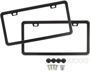 Black Matte Aluminum License Plate Frame Set