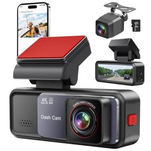 4K Dash Cam Front and Rear with Night Vision