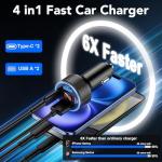 4-Port USB C Car Charger for Fast Charging