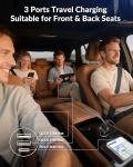 Fast 3-Port USB C Car Charger with Cable