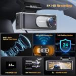 4K Dual Dash Cam with GPS and WiFi