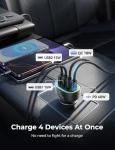 45W 4-Port Fast USB C Car Charger