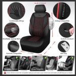 CAR PASS 3D Foam Mesh Leather Car Seat Covers Full Set,Breathable Mesh Faux Leather Seat Covers for Car,Universal Fit for SUV Truck Sedan Automotive, Armrest Airbag Compatible,Black and Red