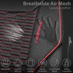 CAR PASS 3D Foam Mesh Leather Car Seat Covers Full Set,Breathable Mesh Faux Leather Seat Covers for Car,Universal Fit for SUV Truck Sedan Automotive, Armrest Airbag Compatible,Black and Red