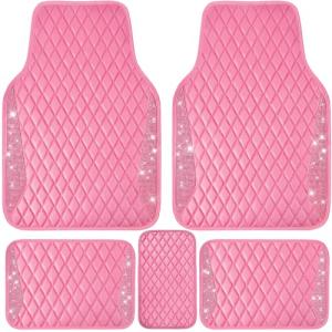 CAR PASS 5-Piece Rose Rhinestone Car Mat Set