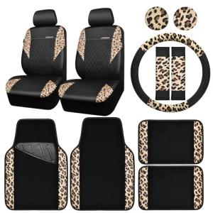 Leopard Print Car Seat Covers and Accessories Set