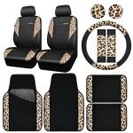 Leopard Print Car Seat Covers and Accessories Set