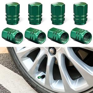 8 PCS Aluminum Tire Valve Stem Caps - Green
