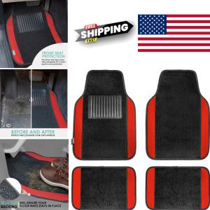 Universal Premium Carpet Floor Mats - Red Set