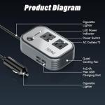 FOVAL 200W Car Power Inverter with 4 USB Ports