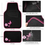 CAR PASS Embroidery Butterfly and Flower Car Floor Mats, Pink Car Floor Mats Universal Fit 95% Automotive,SUVS,Sedan,Vans,for Cute Women,Girly,Set of 4 (Black with Pink)