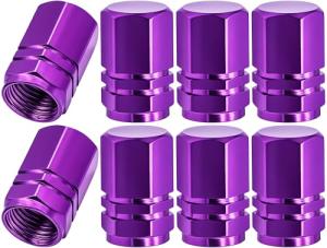Purple 8PCS Tire Valve Stem Caps with O-Ring