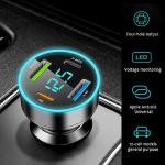 4-Port Fast Car Charger with Voltmeter Display
