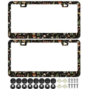 Woodland Fern Dragonfly License Plate Frame Set