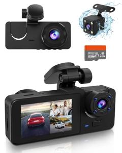 4K Triple Dash Cam with 32GB Card
