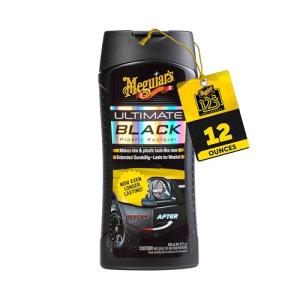 Meguiar's Ultimate Black Plastic Restorer, Durable Car Restorer That Gives New Life to Exterior Black Plastic, Vinyl, and Rubber Trim, 12 Oz Bottle