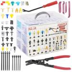 2080Pcs Car Retainer Clips & Fasteners Kit – 33 Universal Sizes Nylon Bumper, Fender Rivets, Door Panel Clips, and Plastic Rivets with 10 Cable Ties and Removal Tool for Toyota, Ford, Benz (2080pcs)